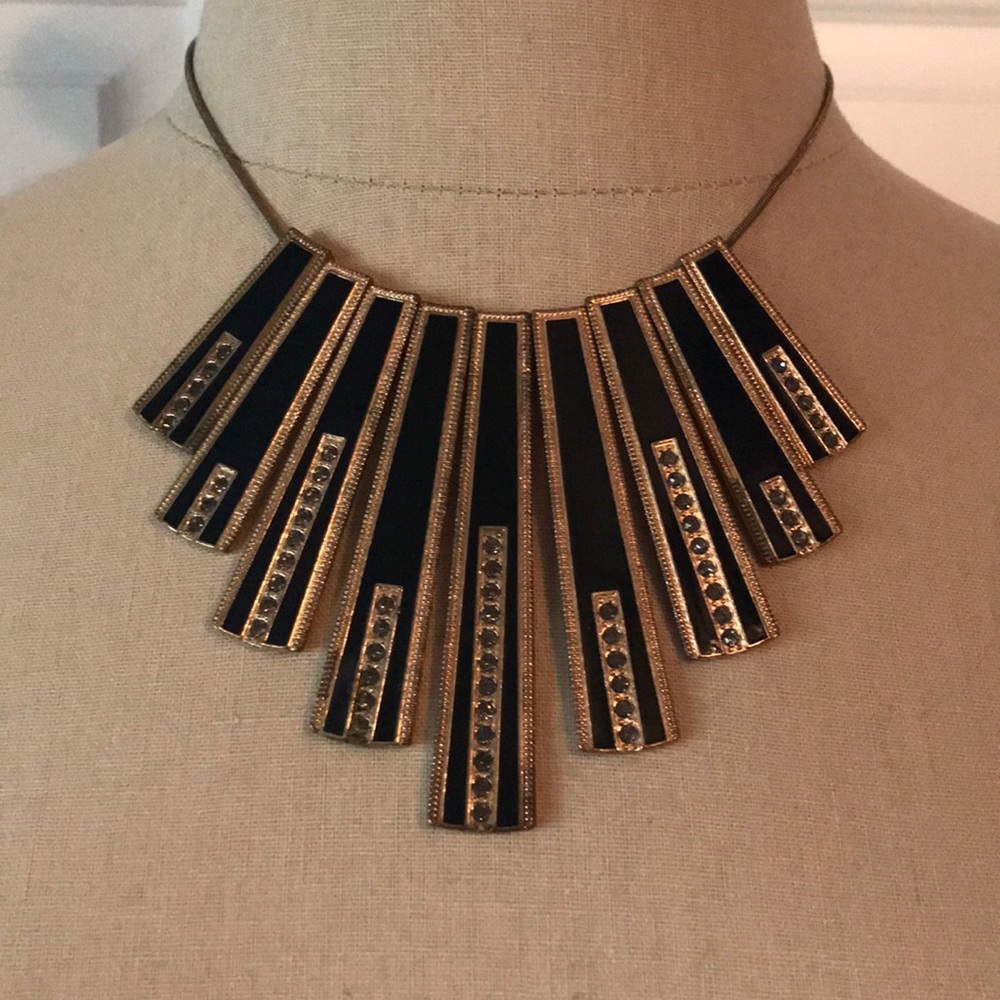 Geometric Necklace - Black & Gold